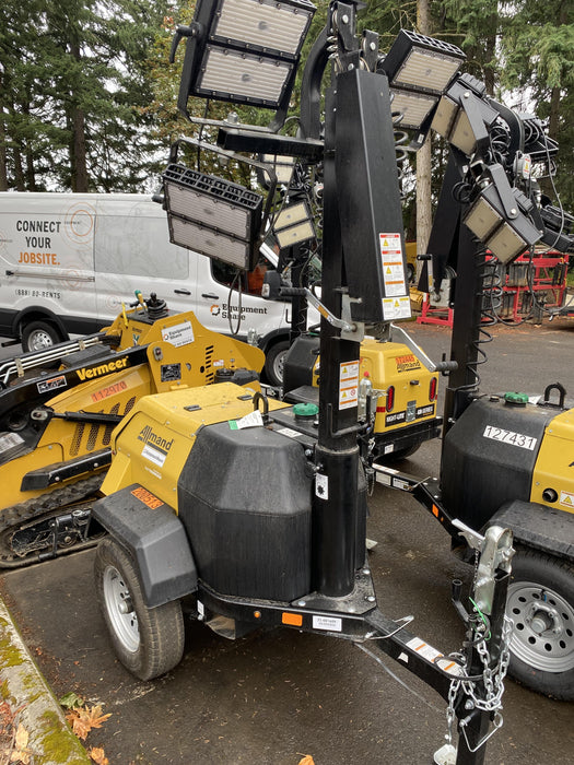 2022 Allmand NLV3GR (4) LED Light Fixture 350W, 23' Vertical Mast, 3kW Prime, Towable, Deep Sea L401, Leveling Jacks, Yanmar T4F 5.8hp