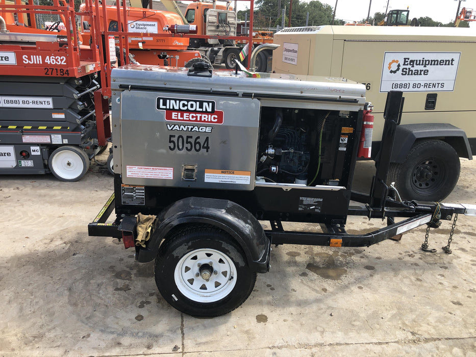 2019 Lincoln Electric Vantage 322 Welder Ready-Pak 3, Two wheel trailer, Fender and Light kit, Cable Rack