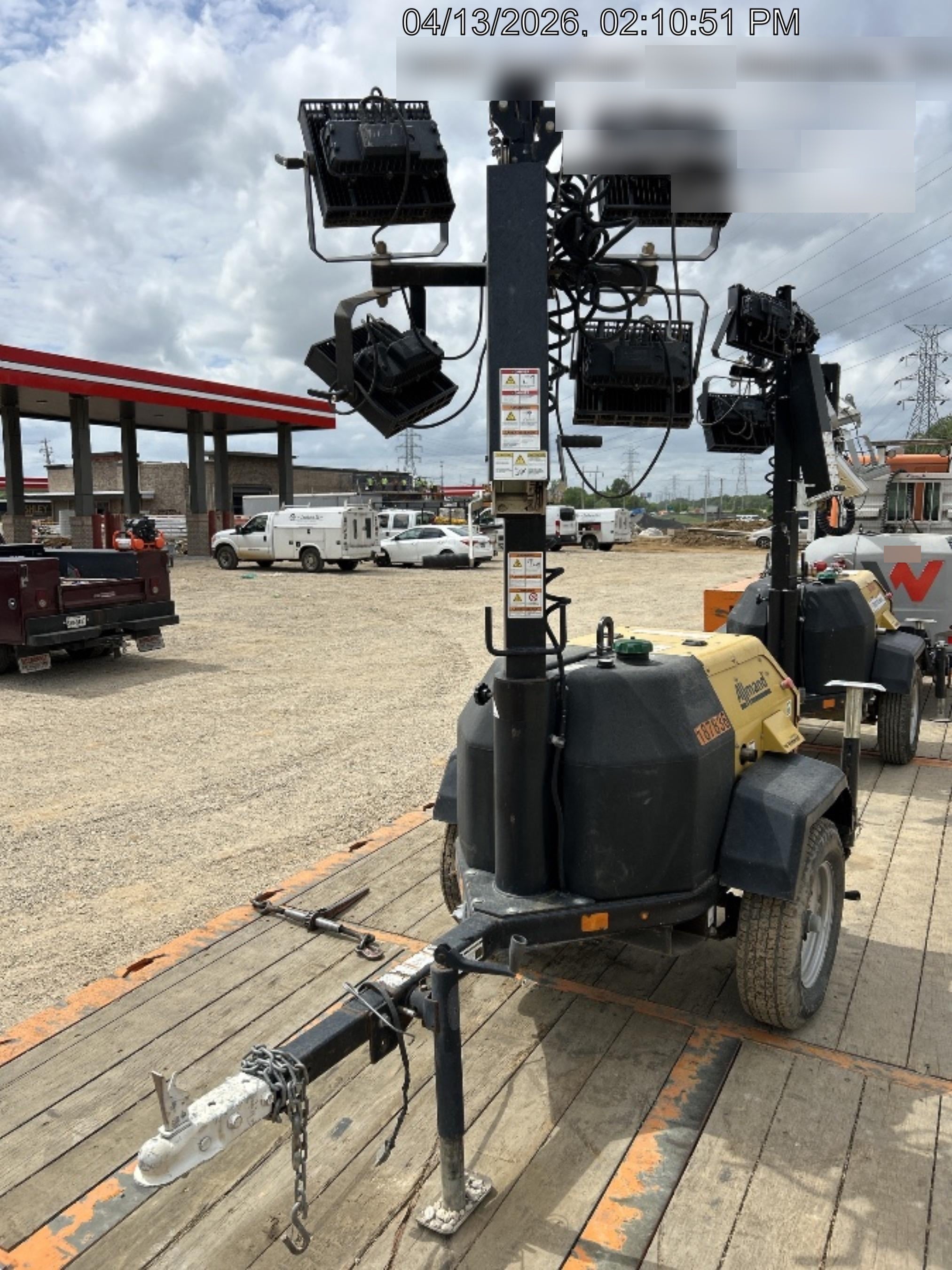 Allmand NLV3GR (4) LED Light Fixture 350W, 23' Vertical Mast, 3kW Prime, Towable, Deep Sea L401, Leveling Jacks, Yanmar T4F 5.8hp