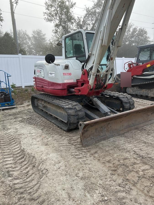 2019 Takeuchi TB290 Cab, AC, Rubber Tracks, Dozer Blade, Travel Alarm, Control Pattern Change Valve, Auxiliary Hydraulics w/18" Quick Coupler Bucket with teeth, 6.2 cu. ft. capacity/24" Quick Coupler Bucket with teeth, 8.6 cu. ft. capacity/36" Quick Coupler Bucket with teeth, 13.4 cu. ft. capacity, Quick Coupler, Hydraulic Thumb Installed