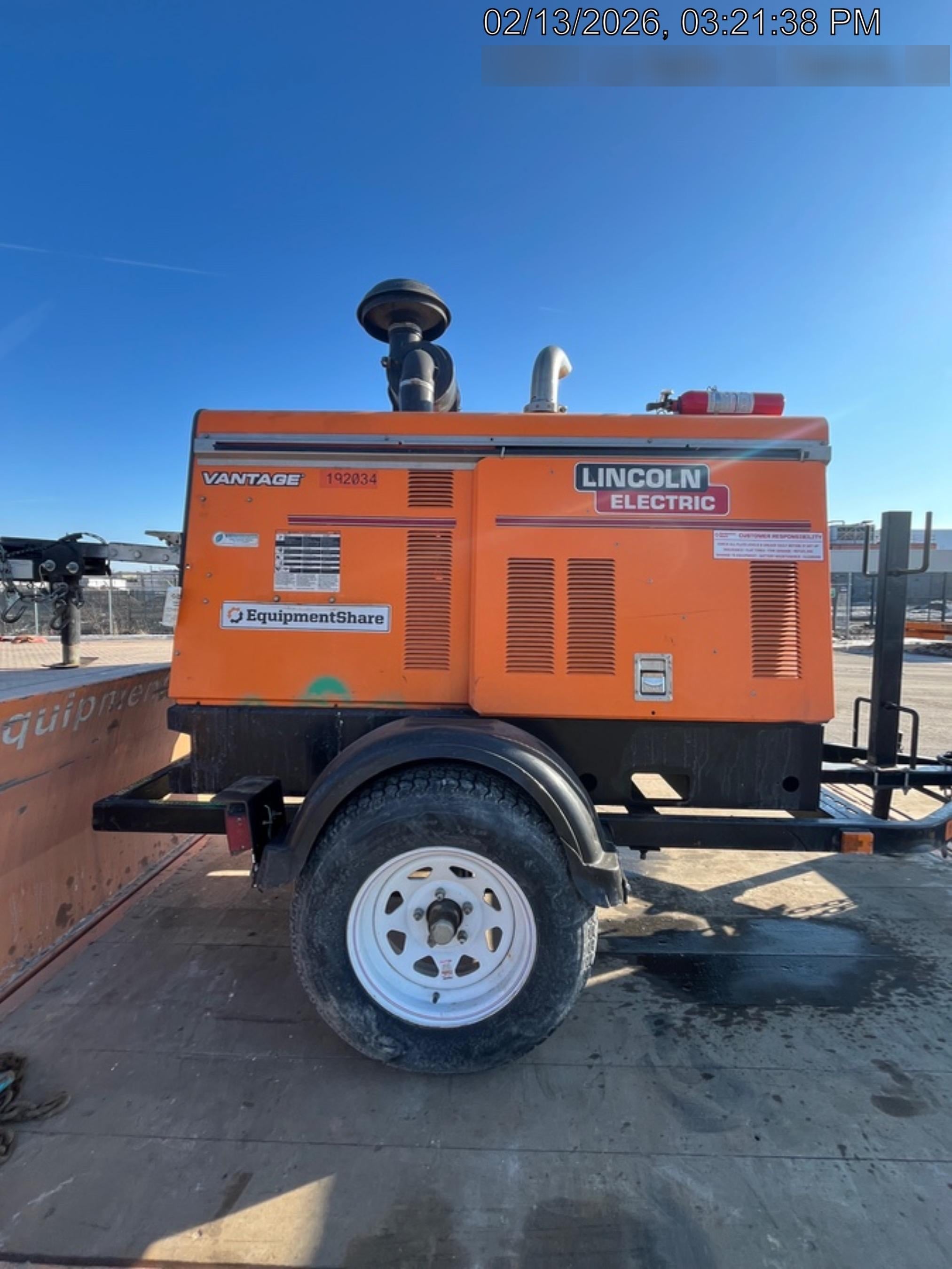 2021 Lincoln Electric Vantage 549X Ready Pak 3, ORANGE (includes trailer, cable rack, fender light kit)