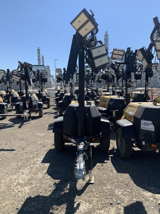 Allmand NLV3GR (4) LED Light Fixture 350W, 23' Vertical Mast, 3kW Prime, Towable, Deep Sea L401, Leveling Jacks, Yanmar T4F 5.8hp