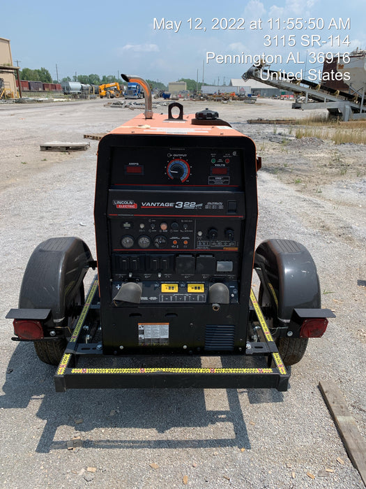 2021 Lincoln Electric Vantage 322 Vantage 322 Ready Pak 3 w/ Decals, ORANGE (includes trailer, cable rack, fender light kit) NO Telematics