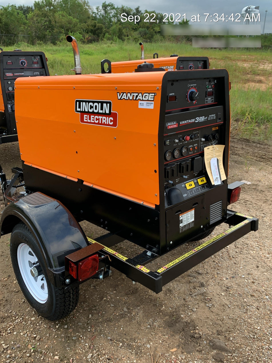 2021 Lincoln Electric Vantage 322 Vantage 322 Ready Pak 3 w/ Decals, ORANGE (includes trailer, cable rack, fender light kit) NO Telematics
