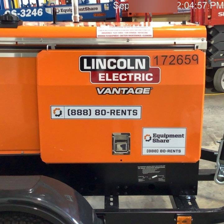 2021 Lincoln Electric Vantage 322 Vantage 322 Ready Pak 3 w/ Decals, ORANGE (includes trailer, cable rack, fender light kit) NO Telematics