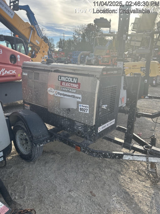 2019 Lincoln Electric Vantage 322 Welder Ready-Pak 3, Two wheel trailer, Fender and Light kit, Cable Rack