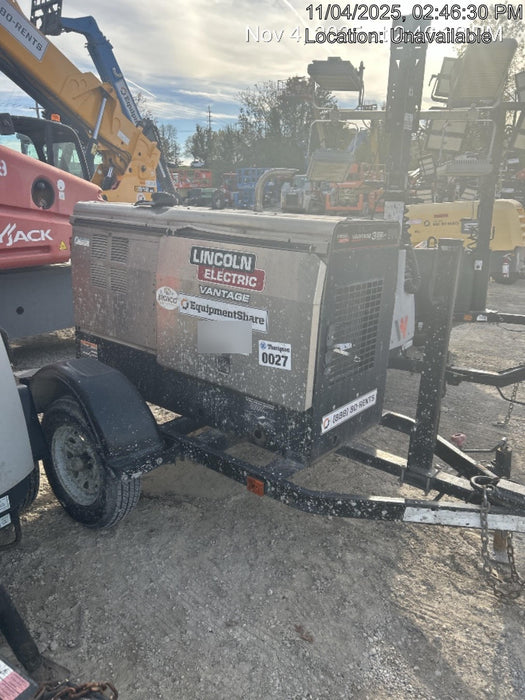 2019 Lincoln Electric Vantage 322 Welder Ready-Pak 3, Two wheel trailer, Fender and Light kit, Cable Rack