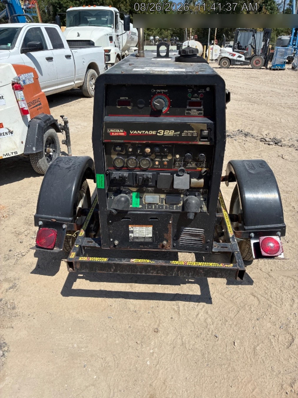 2019 Lincoln Electric Vantage 322 Ready-Pak 3, Two Wheel Trailer, Fender and Light Kit, Cable Rack