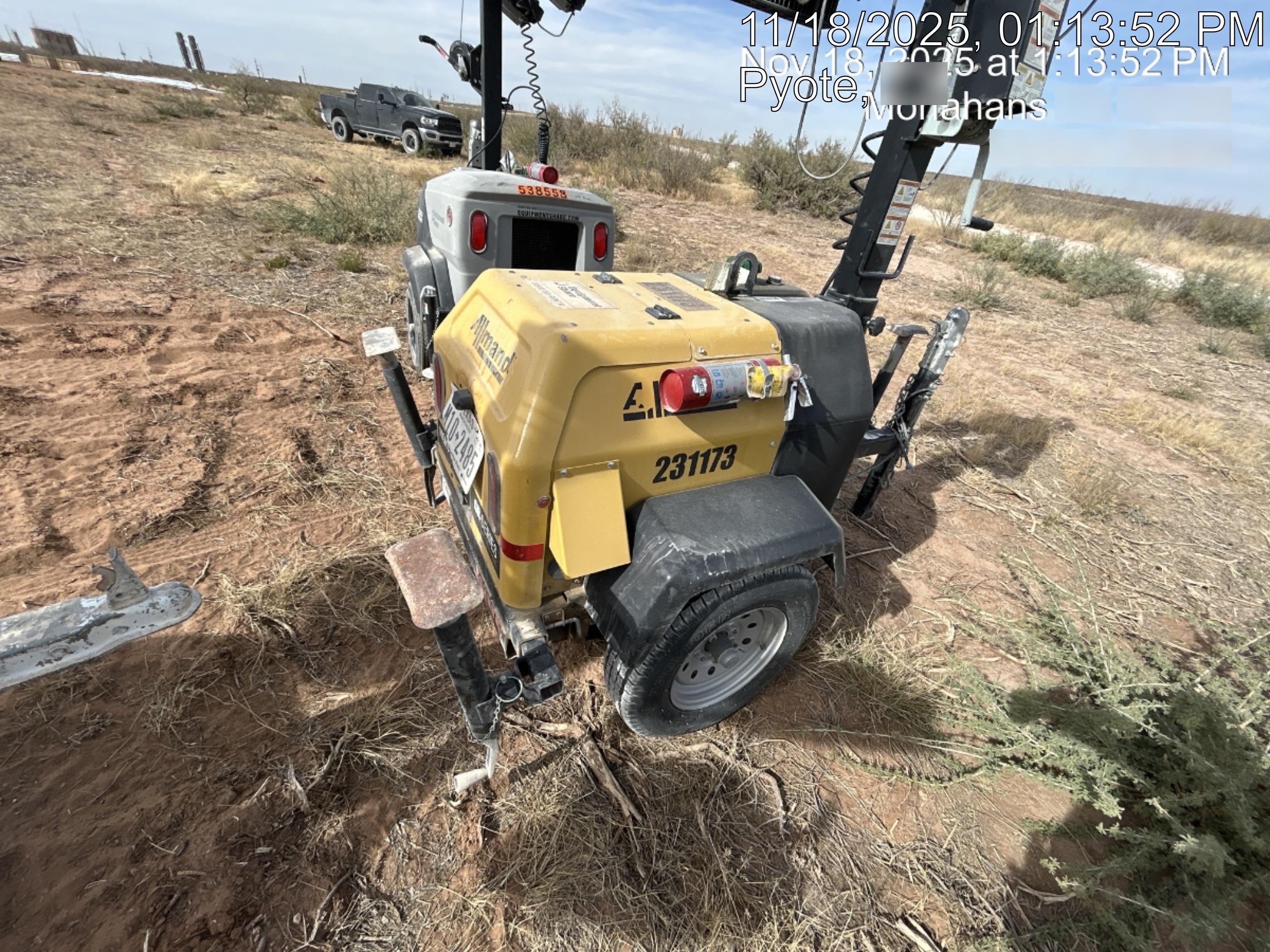 2022 Allmand NLV3GR (4) LED Light Fixture 350W, 23' Vertical Mast, 3kW Prime, Towable, Deep Sea L401, Leveling Jacks, Yanmar T4F 5.8hp