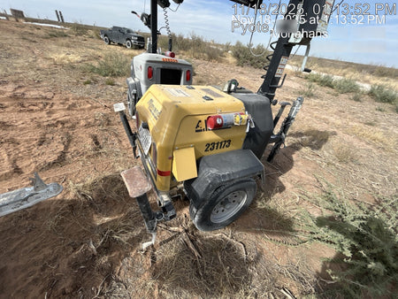 2022 Allmand NLV3GR (4) LED Light Fixture 350W, 23' Vertical Mast, 3kW Prime, Towable, Deep Sea L401, Leveling Jacks, Yanmar T4F 5.8hp