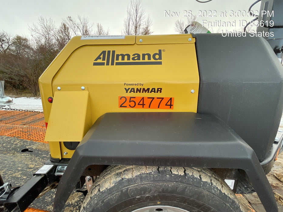 2022 Allmand NLV3GR (4) LED Light Fixture 350W, 23' Vertical Mast, 3kW Prime, Towable, ES Decals, T3