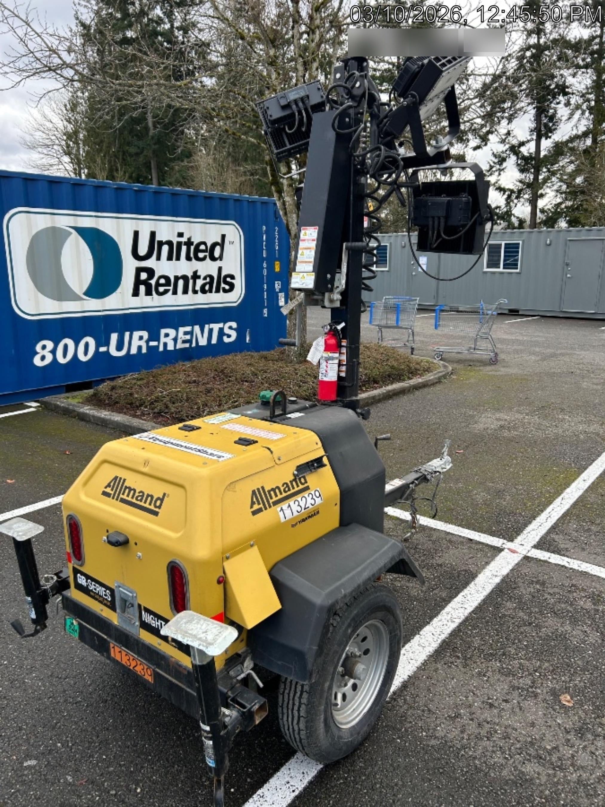 2020 Allmand NLV3GR (4) LED Light Fixture 350W, 23' Vertical Mast, 3kW Prime, Towable, Deep Sea L401, Leveling Jacks, Yanmar T4F 5.8hp
