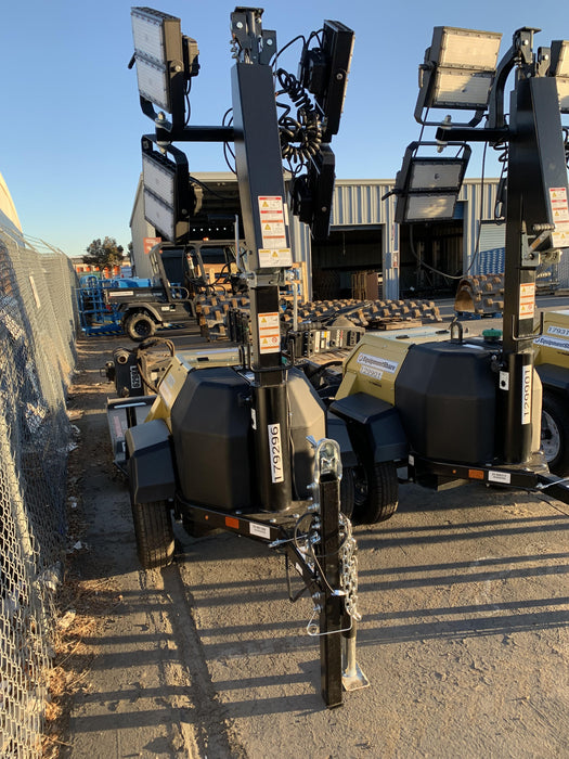 Allmand NLV3GR (4) LED Light Fixture 350W, 23' Vertical Mast, 3kW Prime, Towable, Deep Sea L401, Leveling Jacks, Yanmar T4F 5.8hp