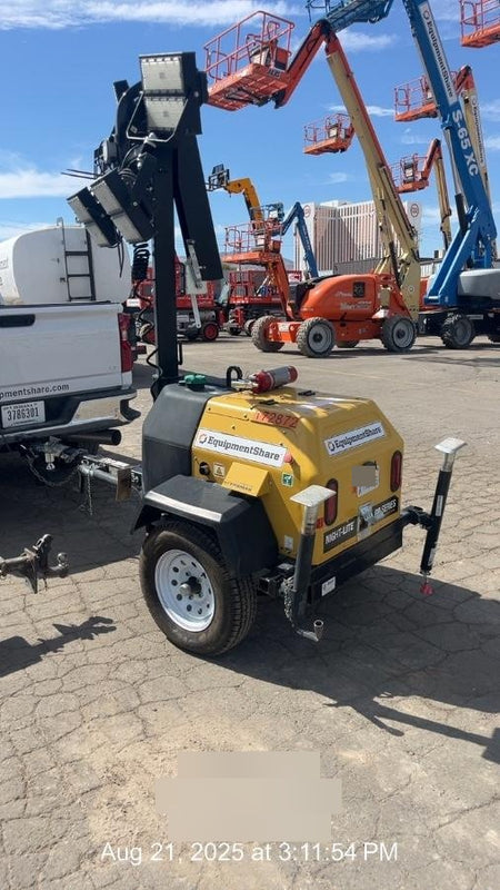 2021 Allmand NLV3GR (4) LED Light Fixture 350W, 23' Vertical Mast, 3kW Prime, Towable, Deep Sea L401, Leveling Jacks, Yanmar T4F 5.8hp
