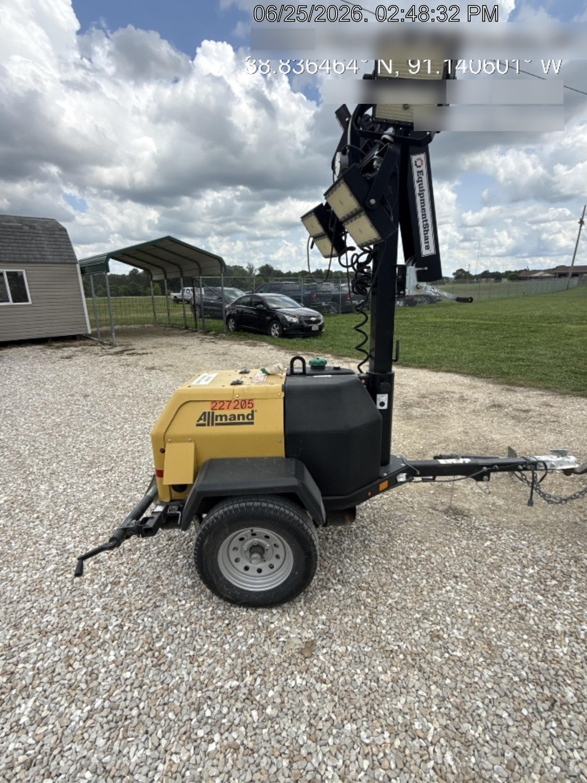 2022 Allmand NLV3GR (4) LED Light Fixture 350W, 23' Vertical Mast, 3kW Prime, Towable, Deep Sea L401, Leveling Jacks, Yanmar T4F 5.8hp