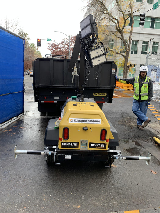 2022 Allmand NLV3GR (4) LED Light Fixture 350W, 23' Vertical Mast, 3kW Prime, Towable, Deep Sea L401, Leveling Jacks, Yanmar T4F 5.8hp