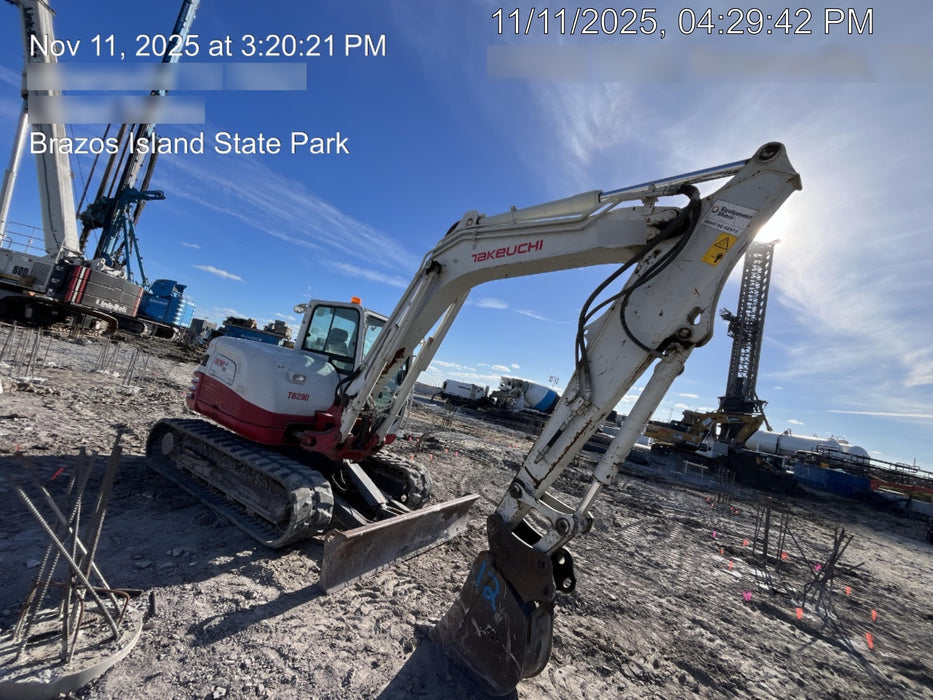 2019 Takeuchi TB290 Cab/Heat/AC w/Rubber Tracks, Auxiliary Hydraulics, Dozer Blade, Manual QC, 18/24/36" Buckets, Hydraulic Thumb Installed