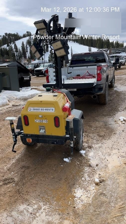 2022 Allmand NLV3GR (4) LED Light Fixture 350W, 23' Vertical Mast, 3kW Prime, Towable, Deep Sea L401, Leveling Jacks, Yanmar T4F 5.8hp