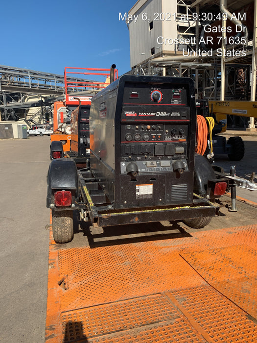 2019 Lincoln Electric Vantage 322 Ready-Pak 3, Two Wheel Trailer, Fender and Light Kit, Cable Rack