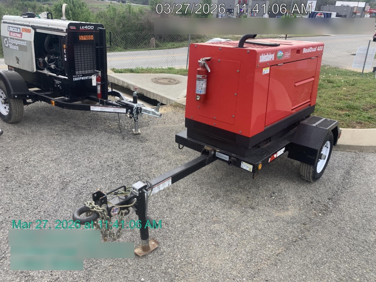 2022 Shindaiwa DGW400MDL Kubota D902 Engine, 23 HP, Dual Op Welder, Wire, Arc, Droop Stick, Tig, and CC Stick Functionality, Simulphase, 3 Phase and 1 Phase Gen Output, Single Axle NB Trlr, Slr Trckl Chrg 12V 12W, Fire Ext