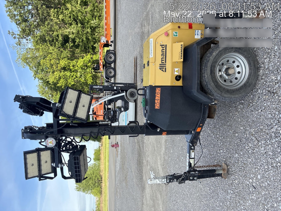 2022 Allmand NLV3GR (4) LED Light Fixture 350W, 23' Vertical Mast, 3kW Prime, Towable, ES Decals, T3