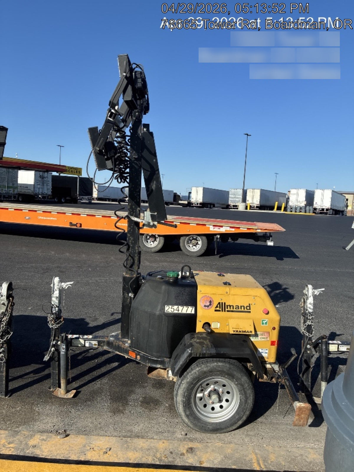 2022 Allmand NLV3GR (4) LED Light Fixture 350W, 23' Vertical Mast, 3kW Prime, Towable, ES Decals, T3