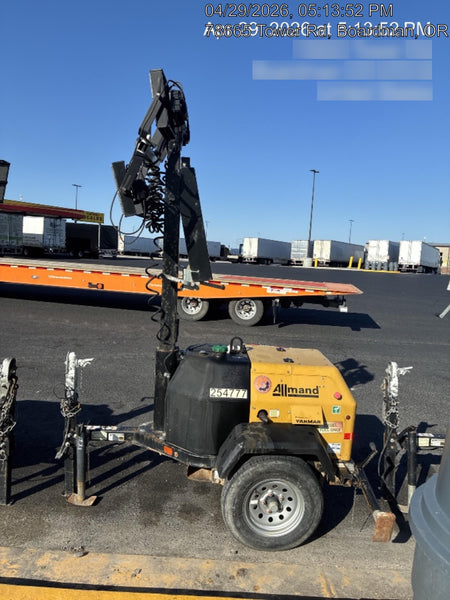 2022 Allmand NLV3GR (4) LED Light Fixture 350W, 23' Vertical Mast, 3kW Prime, Towable, ES Decals, T3