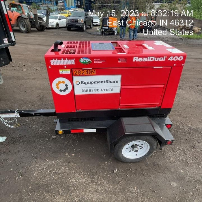 2022 Shindaiwa DGW400MDL Kubota D902 Engine, 23 HP, Dual Op Welder, Wire, Arc, Droop Stick, Tig, and CC Stick Functionality, Simulphase, 3 Phase and 1 Phase Gen Output, Single Axle NB Trlr, Slr Trckl Chrg 12V 12W, Fire Ext