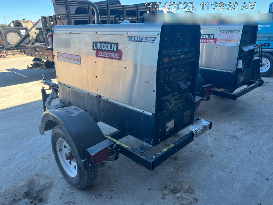 2019 Lincoln Electric Vantage 322 Ready-Pak 3, Two Wheel Trailer, Fender and Light Kit, Cable Rack