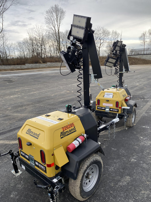 2022 Allmand NLV3GR (4) LED Light Fixture 350W, 23' Vertical Mast, 3kW Prime, Towable, Deep Sea L401, Leveling Jacks, Yanmar T4F 5.8hp