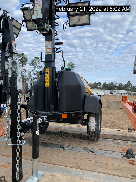 2022 Allmand NLV3GR (4) LED Light Fixture 350W, 23' Vertical Mast, 3kW Prime, Towable, Deep Sea L401, Leveling Jacks, Yanmar T4F 5.8hp