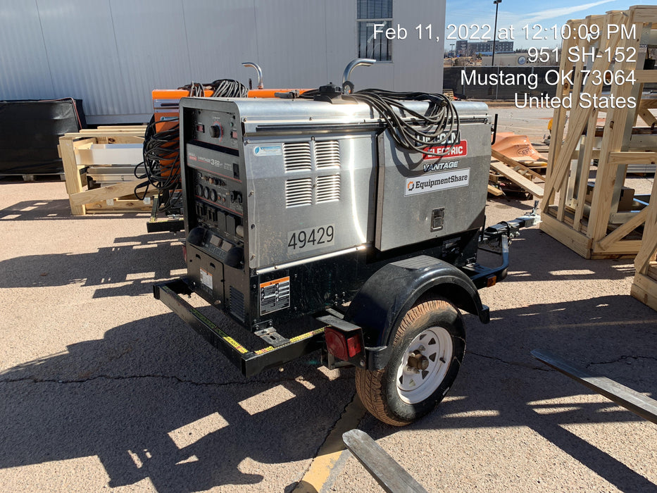 2019 Lincoln Electric Vantage 322 Ready-Pak 3, Two Wheel Trailer, Fender and Light Kit, Cable Rack