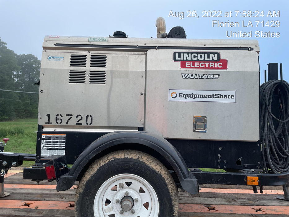 2018 Lincoln Electric Vantage 435 Lincoln Vantage 435 Welder Ready-Pak 3 w/Trailer, Fender/Light Kit, and Cable Rack