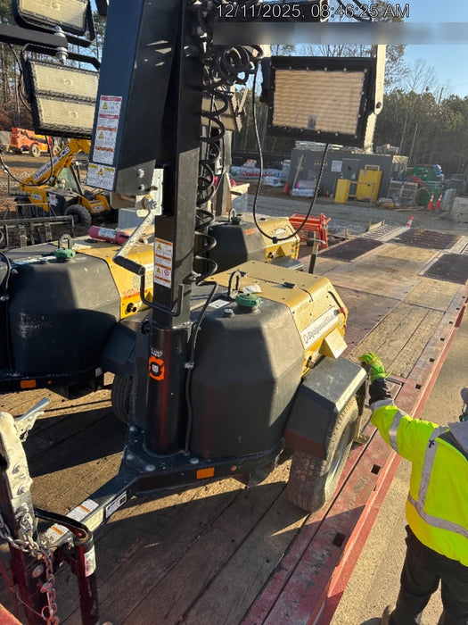 2022 Allmand NLV3GR (4) LED Light Fixture 350W, 23' Vertical Mast, 3kW Prime, Towable, Deep Sea L401, Leveling Jacks, Yanmar T4F 5.8hp