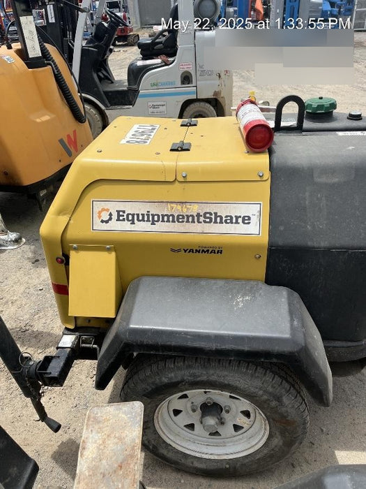 Allmand NLV3GR (4) LED Light Fixture 350W, 23' Vertical Mast, 3kW Prime, Towable, Deep Sea L401, Leveling Jacks, Yanmar T4F 5.8hp