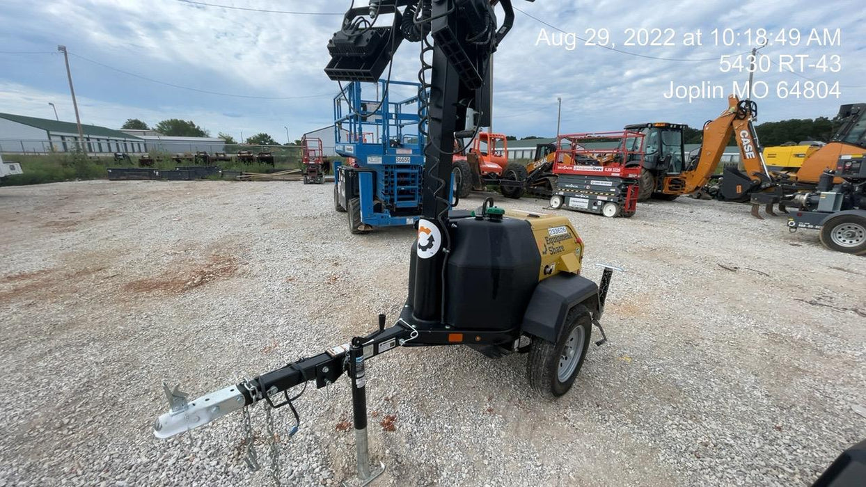 2022 Allmand NLV3GR (4) LED Light Fixture 350W, 23' Vertical Mast, 3kW Prime, Towable, Deep Sea L401, Leveling Jacks, Yanmar T4F 5.8hp