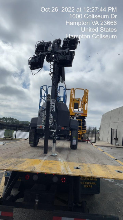 2022 Allmand NLV3GR (4) LED Light Fixture 350W, 23' Vertical Mast, 3kW Prime, Towable, ES Decals, T3