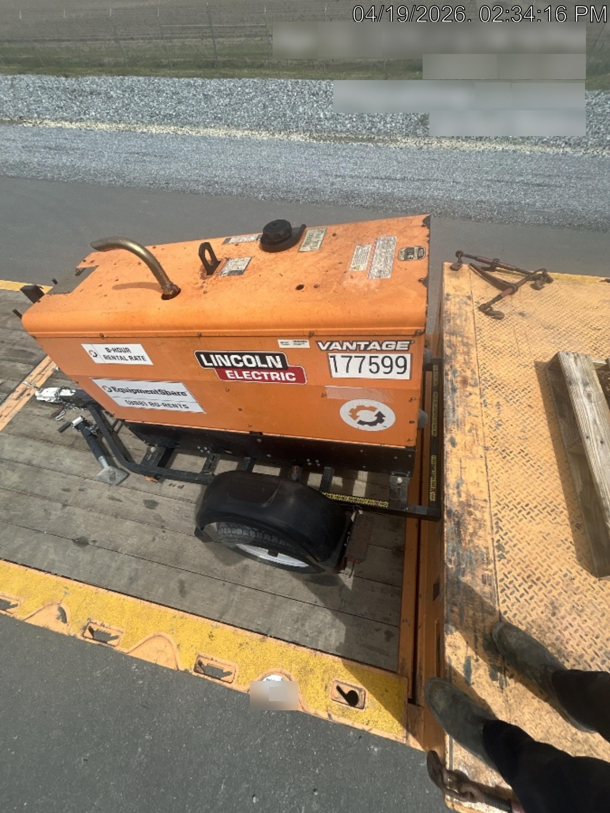 2021 Lincoln Electric Vantage 322 Vantage 322 Ready Pak 3 w/ Decals, ORANGE (includes trailer, cable rack, fender light kit) NO Telematics