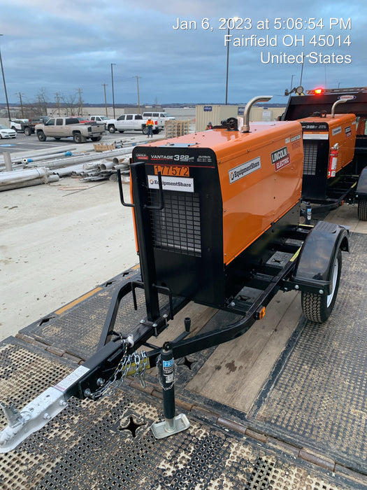 2021 Lincoln Electric Vantage 322 Vantage 322 Ready Pak 3 w/ Decals, ORANGE (includes trailer, cable rack, fender light kit) NO Telematics