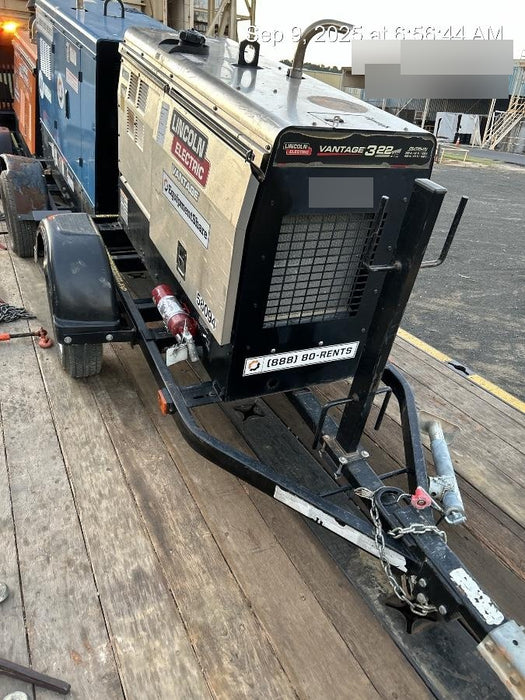 2019 Lincoln Electric Vantage 322 Welder Ready-Pak 3, Two wheel trailer, Fender and Light kit, Cable Rack