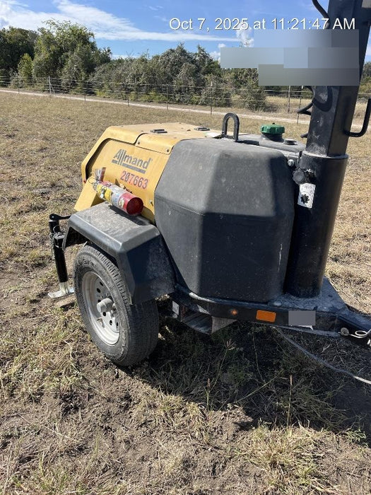 2022 Allmand NLV3GR (4) LED Light Fixture 350W, 23' Vertical Mast, 3kW Prime, Towable, Deep Sea L401, Leveling Jacks, Yanmar T4F 5.8hp