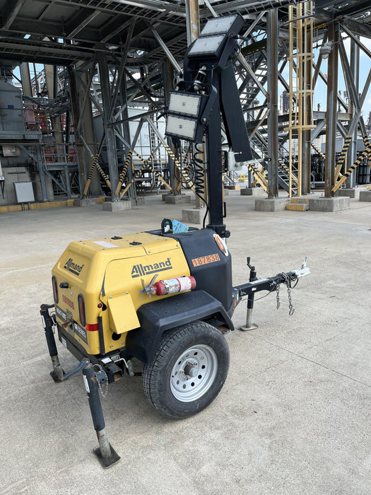 Allmand NLV3GR (4) LED Light Fixture 350W, 23' Vertical Mast, 3kW Prime, Towable, Deep Sea L401, Leveling Jacks, Yanmar T4F 5.8hp