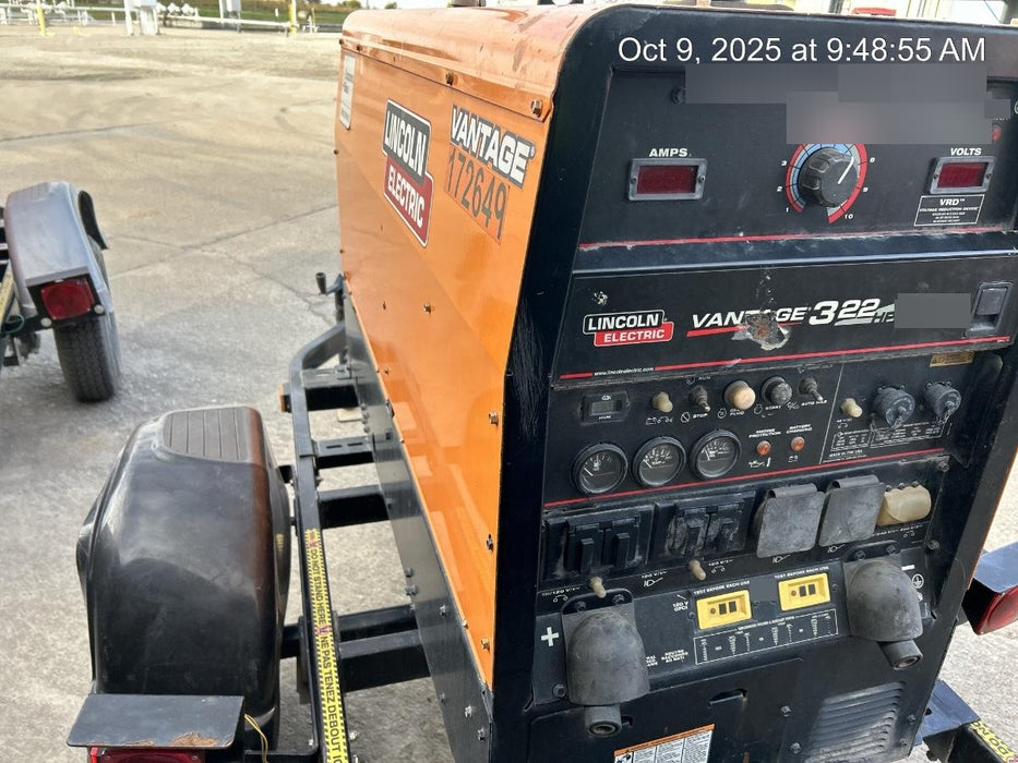 2021 Lincoln Electric Vantage 322 Vantage 322 Ready Pak 3 w/ Decals, ORANGE (includes trailer, cable rack, fender light kit) NO Telematics