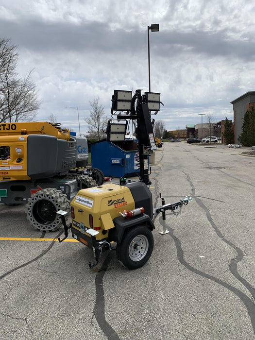 2022 Allmand NLV3GR (4) LED Light Fixture 350W, 23' Vertical Mast, 3kW Prime, Towable, Deep Sea L401, Leveling Jacks, Yanmar T4F 5.8hp