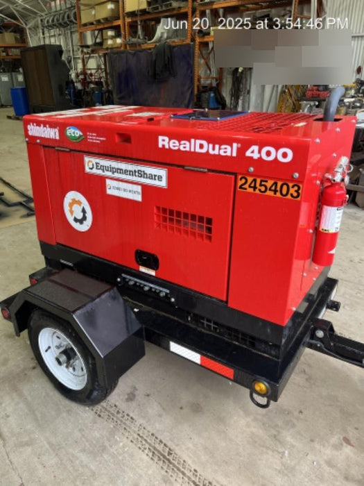 2022 Shindaiwa DGW400MDL Kubota D902 Engine, 23 HP, Dual Op Welder, Wire, Arc, Droop Stick, Tig, and CC Stick Functionality, Simulphase, 3 Phase and 1 Phase Gen Output, Single Axle NB Trlr, Slr Trckl Chrg 12V 12W, Fire Ext