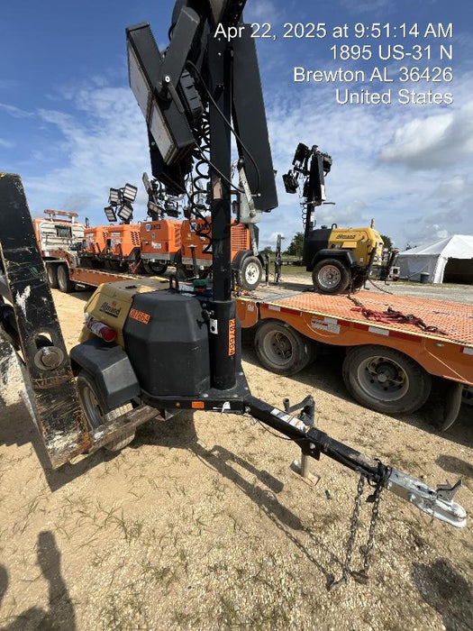 2022 Allmand NLV3GR (4) LED Light Fixture 350W, 23' Vertical Mast, 3kW Prime, Towable, Deep Sea L401, Leveling Jacks, Yanmar T4F 5.8hp