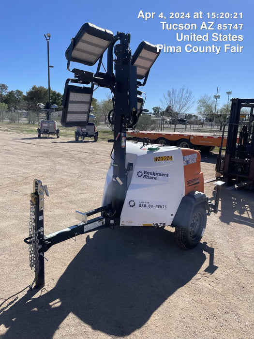 2024 Generac MLT2 Diesel, Flex Switch 120V Input, Powerzone Controller, 
(4) 320W LED Lights, 4kW Generator, 39.9 Gal Fuel Tank, 2" Ball, T3