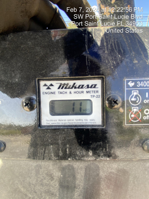 2023 Multiquip MV308GH Honda GX270, 18" Plate, Tachometer