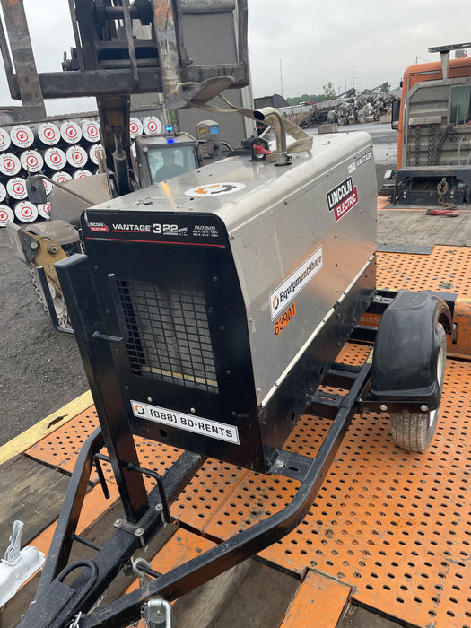 2019 Lincoln Electric Vantage 322 Welder Ready-Pak 3, Two wheel trailer, Fender and Light kit, Cable Rack