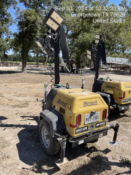 2022 Allmand NLV3GR (4) LED Light Fixture 350W, 23' Vertical Mast, 3kW Prime, Towable, ES Decals, T3